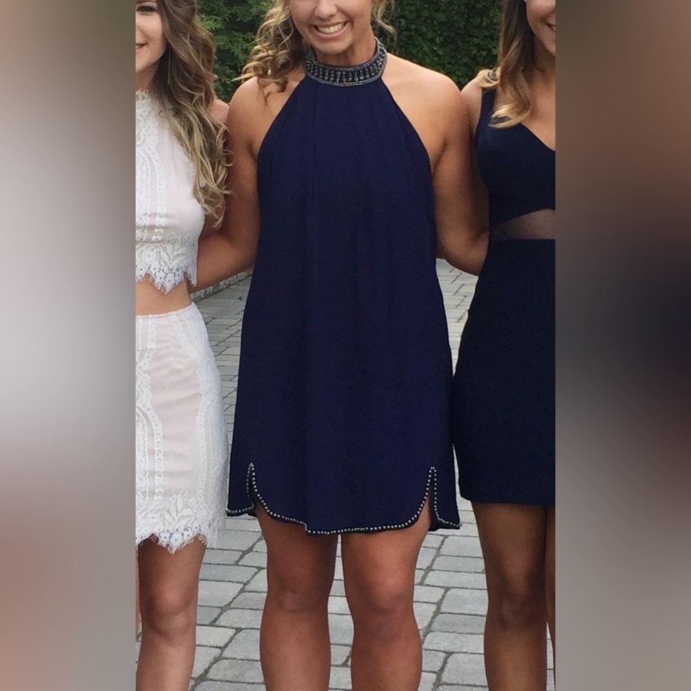 NBD Navy Halter Mini Dress